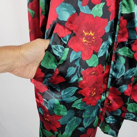 Vintage Victorias Secret Kimono Womens OS Red Floral Satin Robe Y2K 90s Romantic - Picture 13 of 13